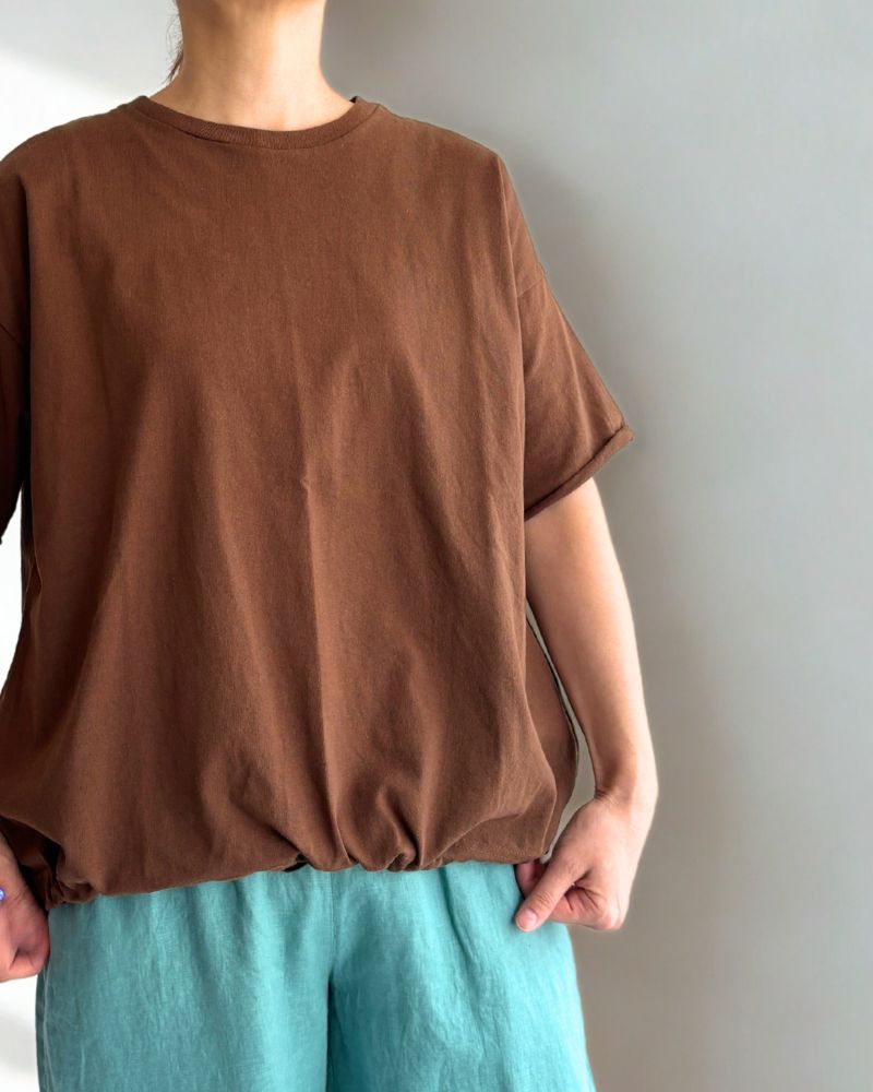Cutoff Drawstring Tee in Brown