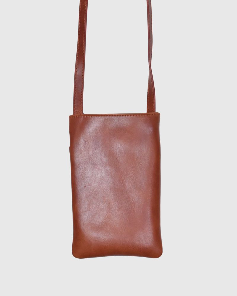 SHOULDER PHONE POUCH in LightBrown