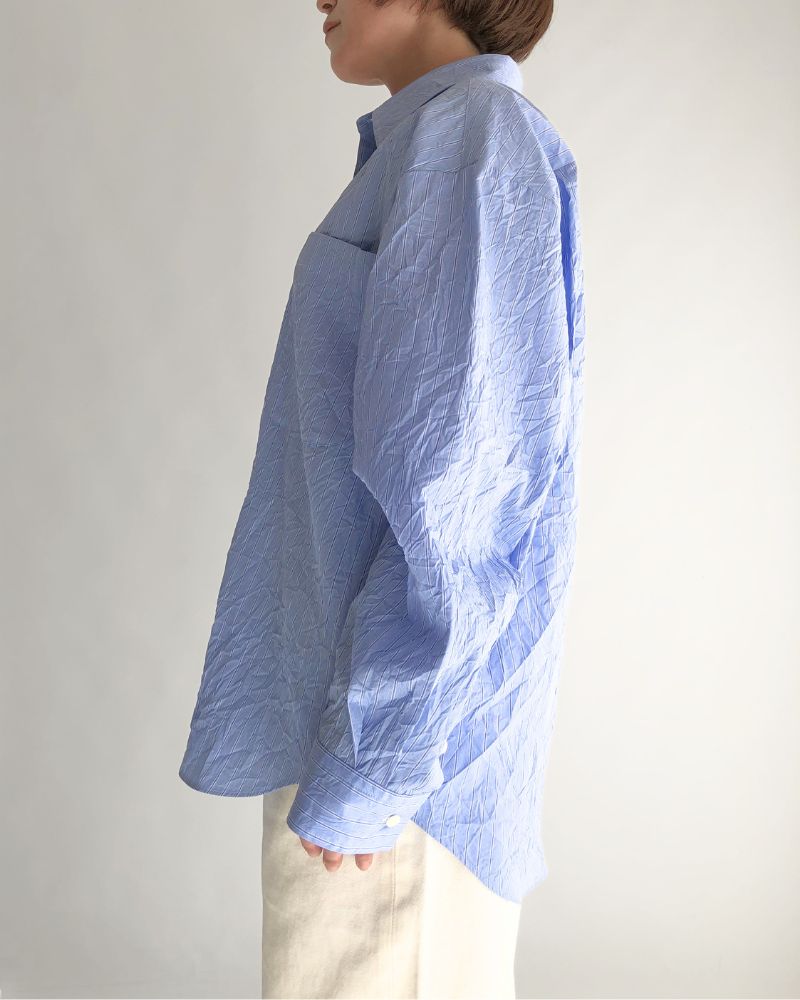 CLEA-CC 2-Way Regular Collar Shirt in SaxStripe