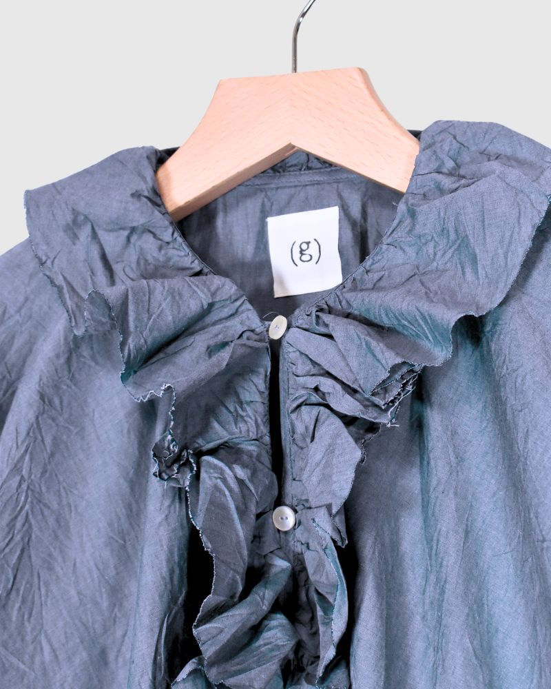 Frill trim blouse in Blue