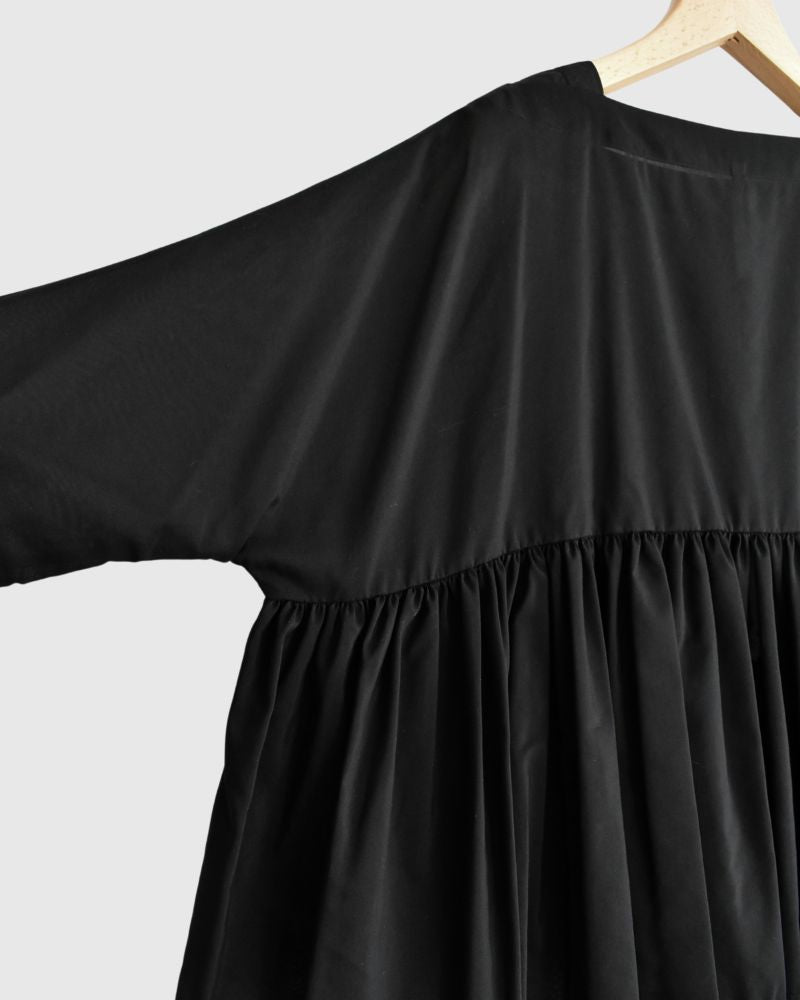 Gathered boat neck blouse in Black