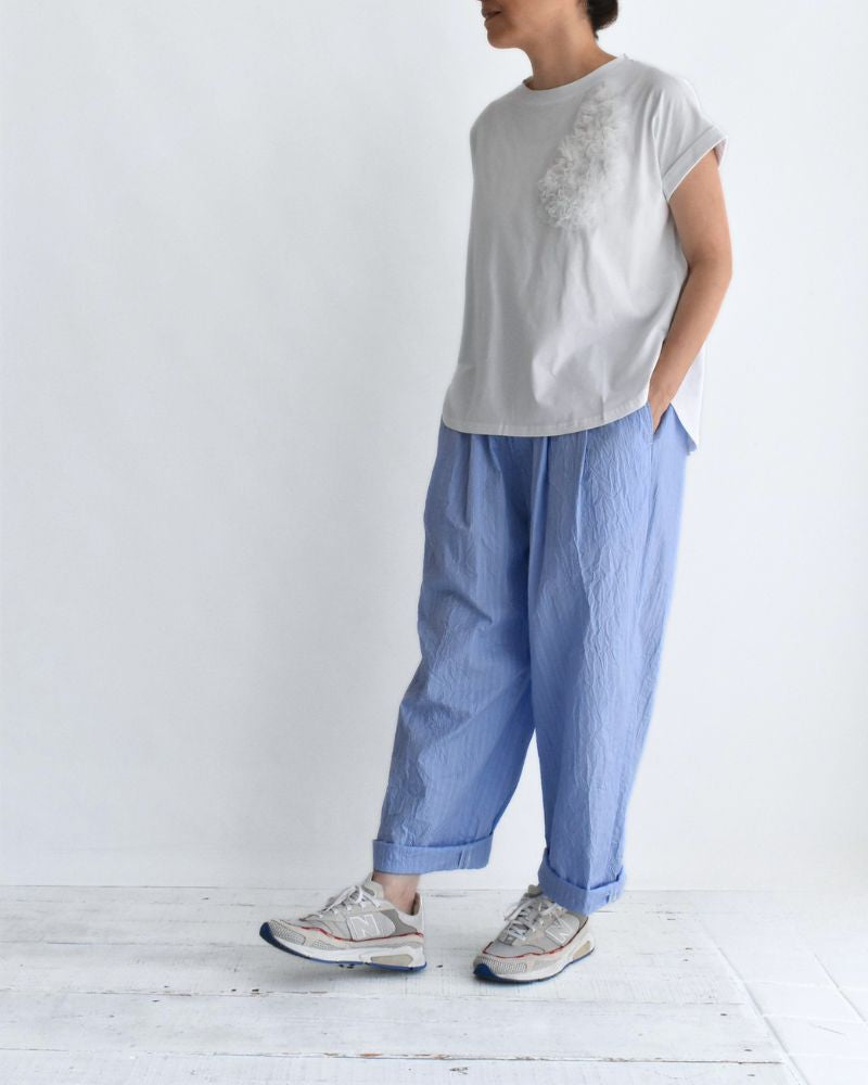Tulle Embroidered Cotton Jersey Pullover 'NATTI' in OffWhite