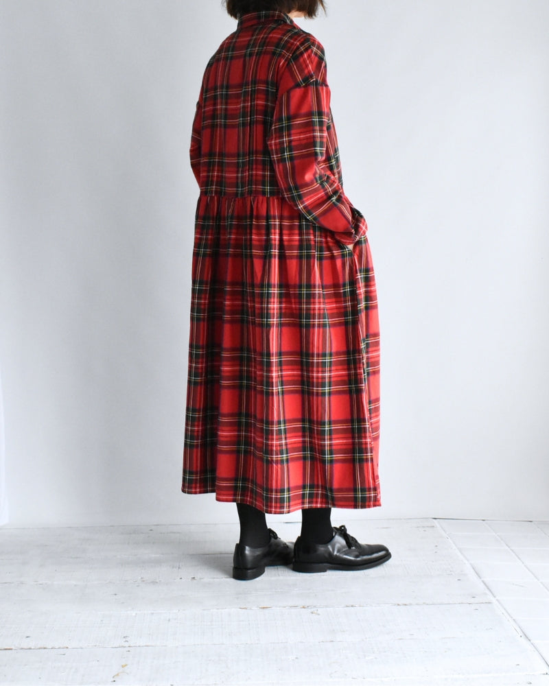 Indigo Tartan Foundation Shirt Dress in Red
