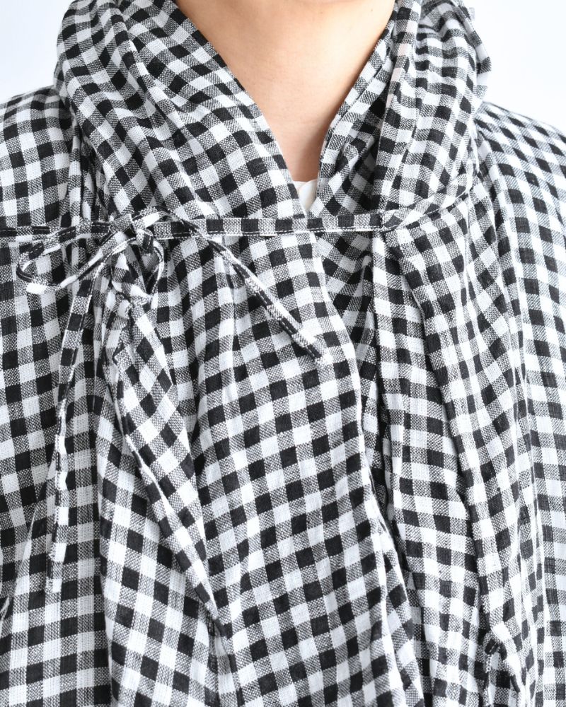 Gingham Check Cache-coeur Blouse in BlackCheck