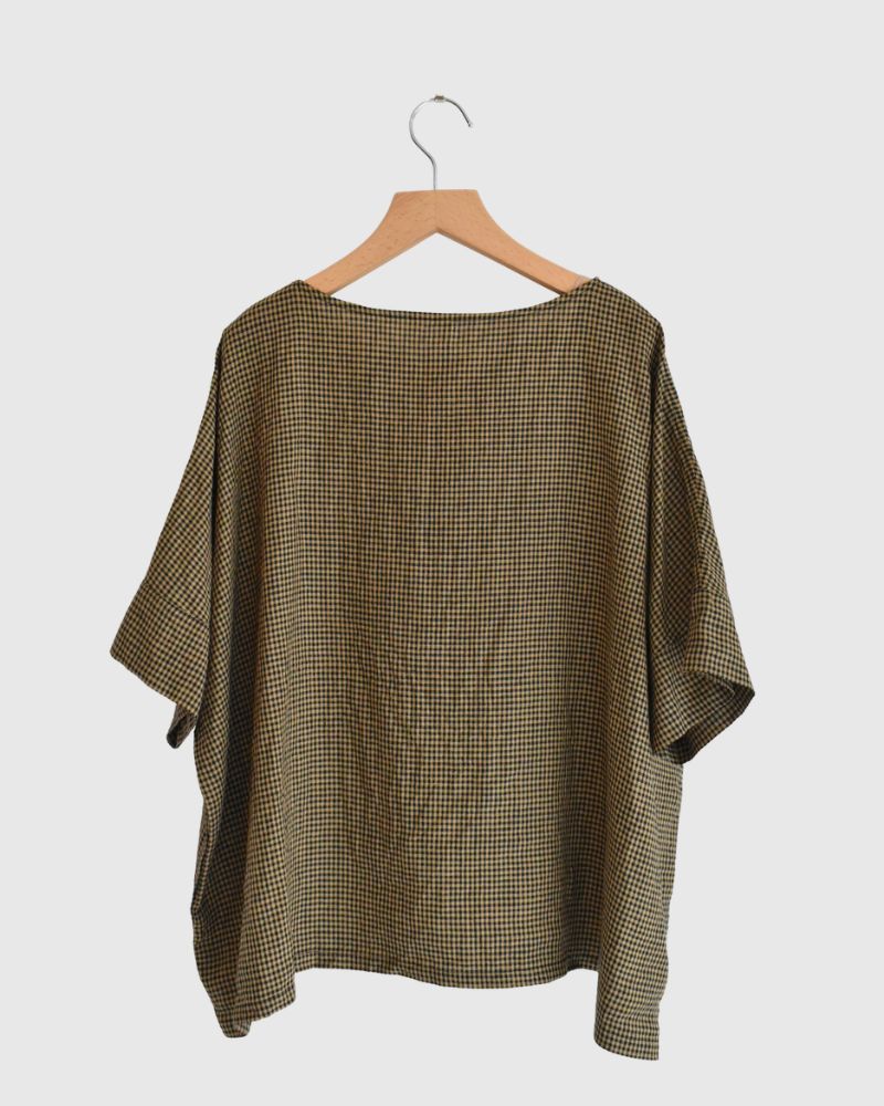Wide Cuffed T-Blouse in Camel/Black