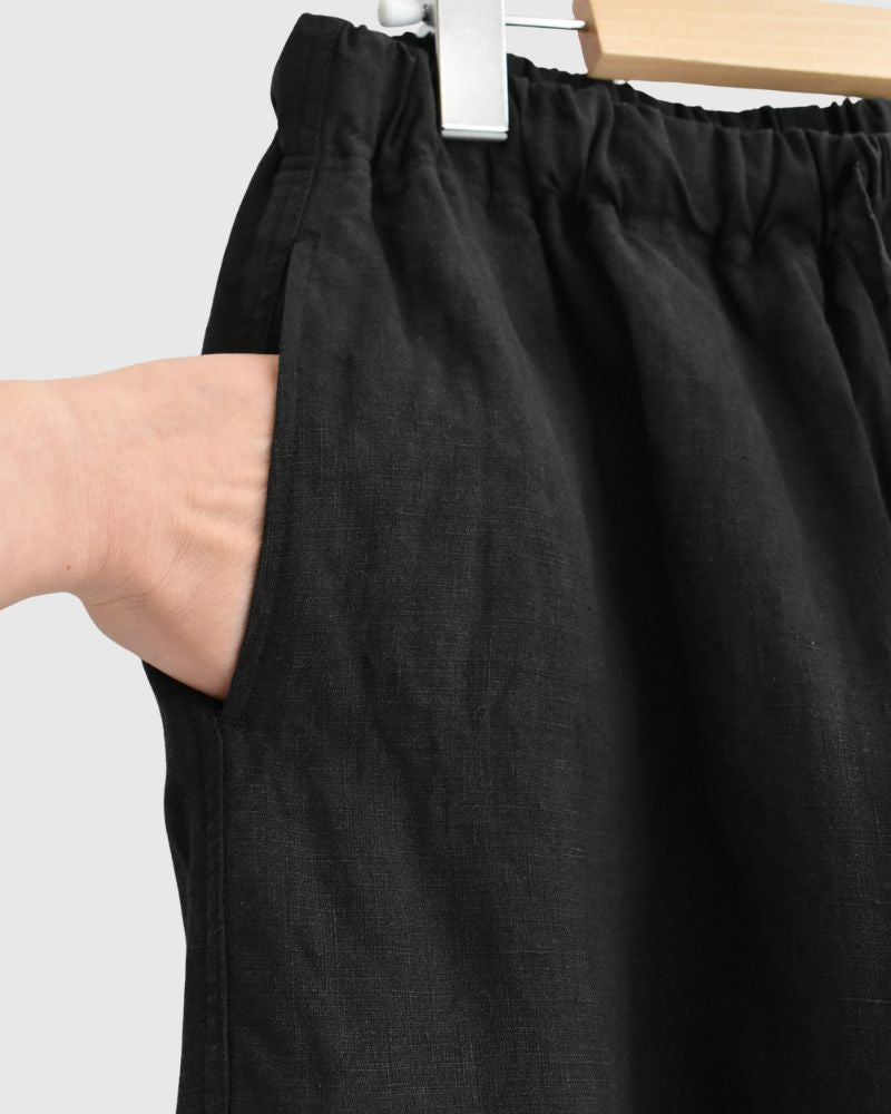 French Linen Wide Pants in Black