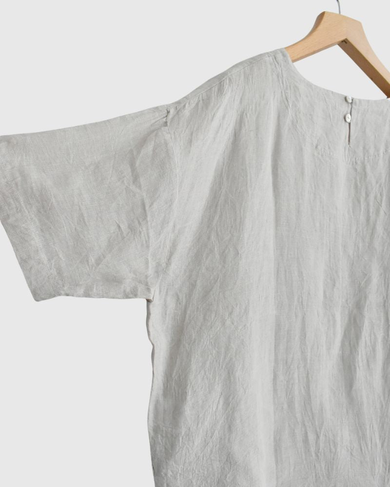 Handwoven 60x60 Linen Pullover Shirt in LightGray