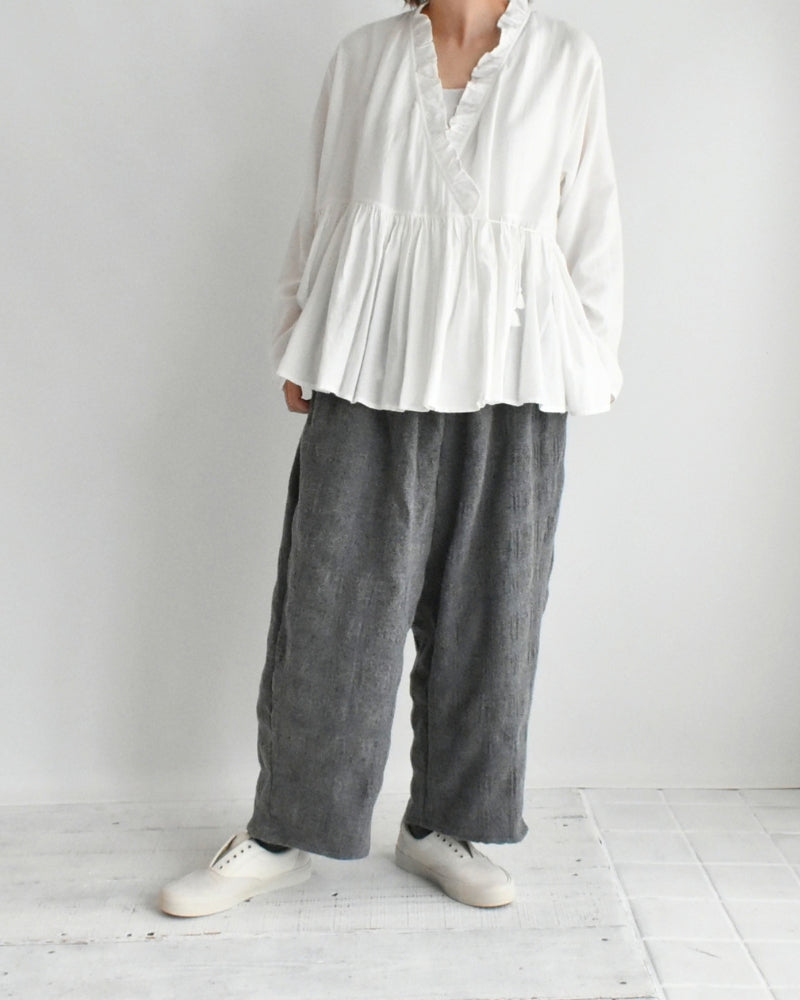 Wool Check Pants in Gray