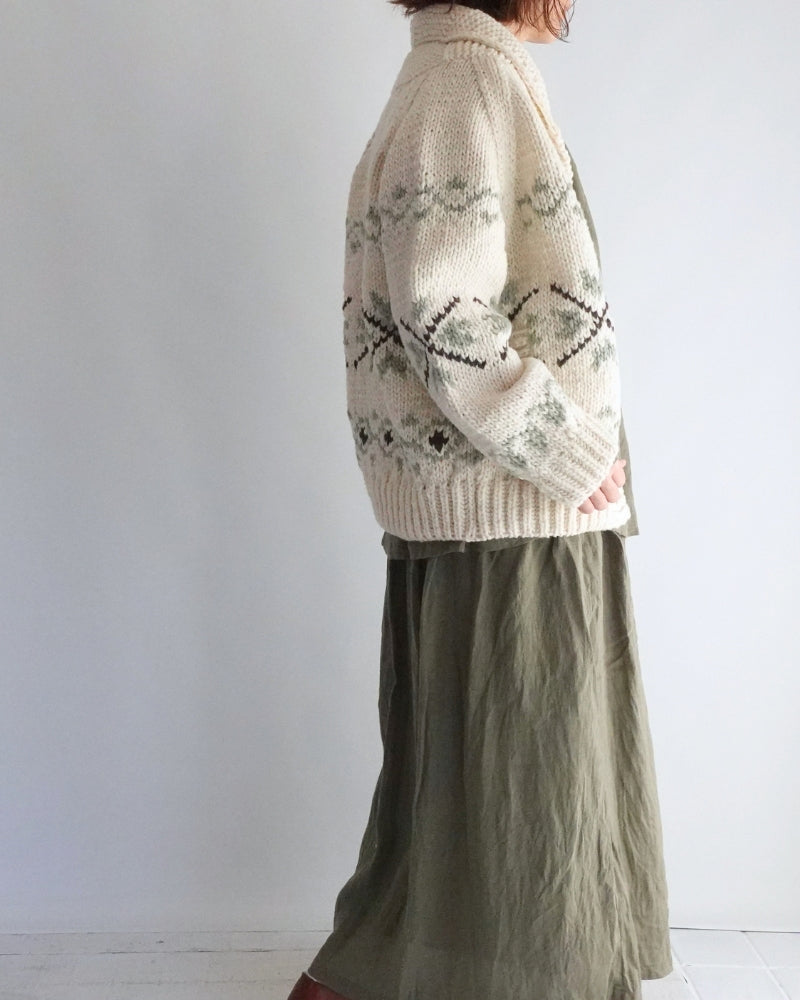 Wool Hand Knit Cardigan in White