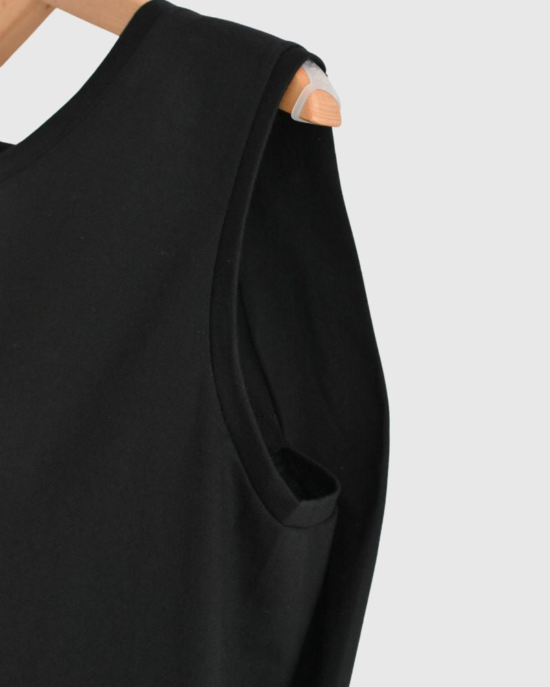 Shoulder Tuck Tank Top in Black