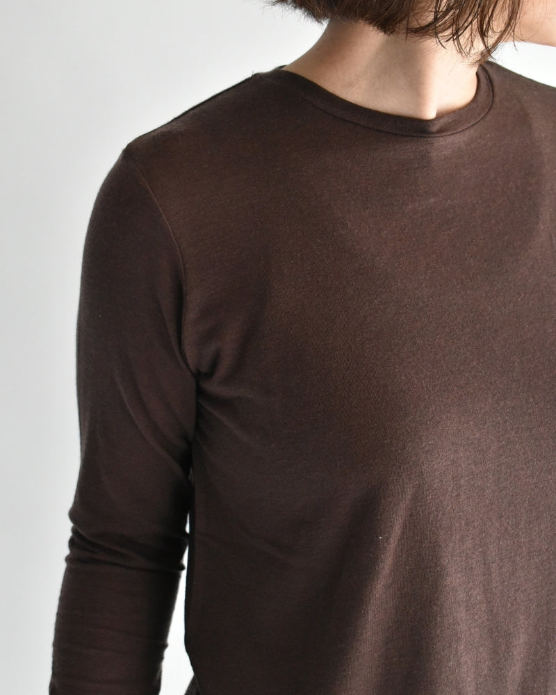 Sheer Jersey Crewneck in Brown