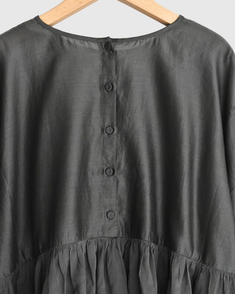 RAHASTHAN TUCK GATHERED PULLOVER in Gray