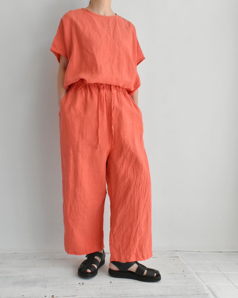 French Linen Wide Pants in Orange