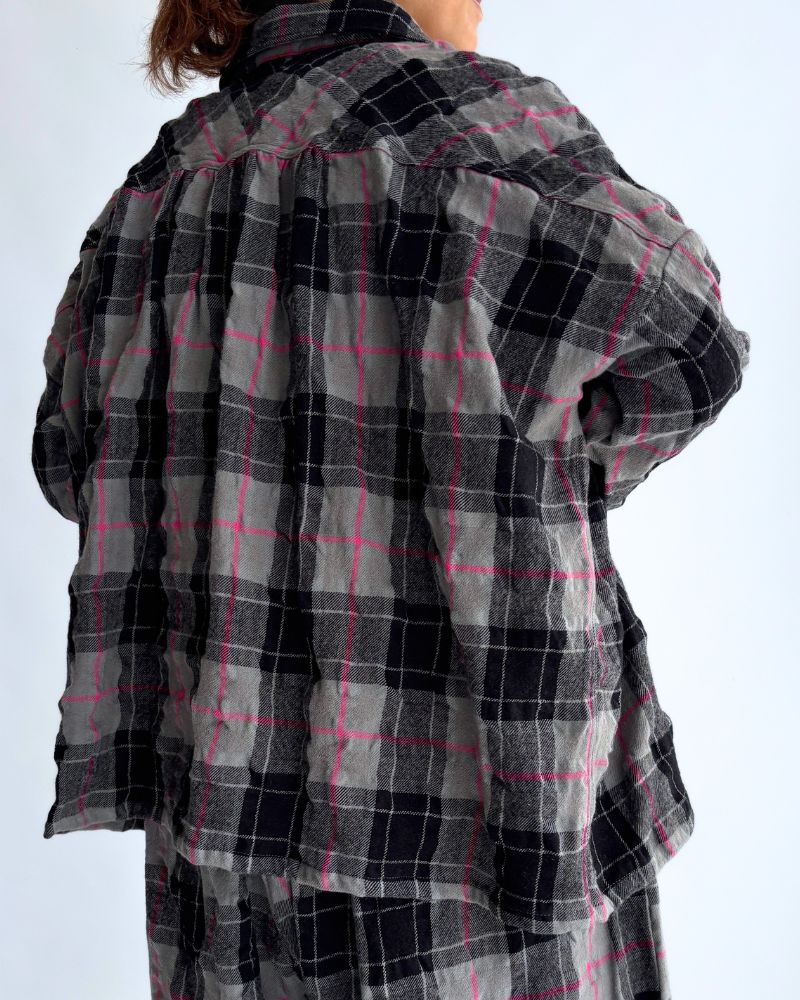 Cotton wool check shirt in Gray