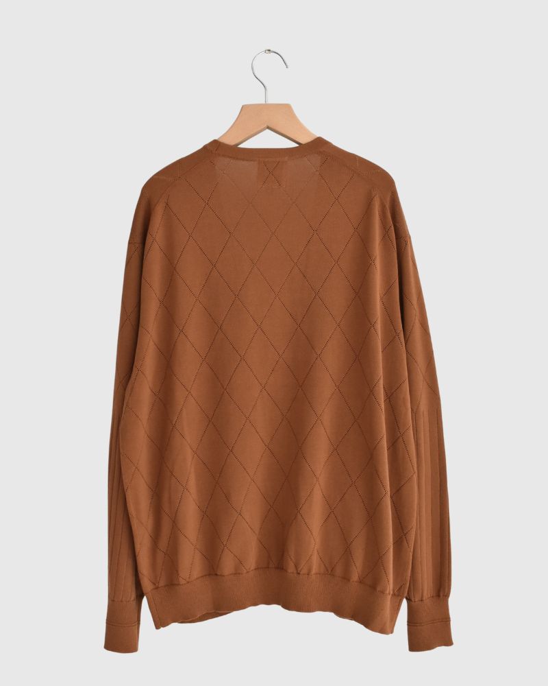 Openwork knit cardigan 'EMILY' in Camel