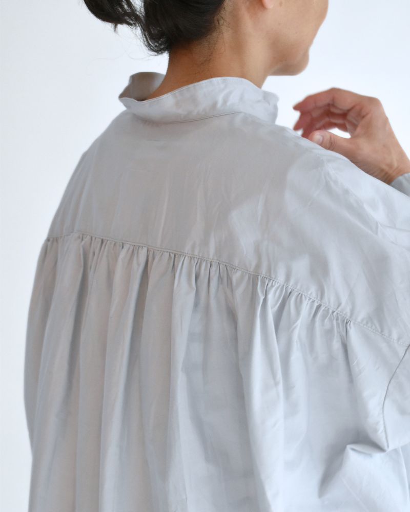 Cuff Ruffle Oversized Shirt in SilverGray
