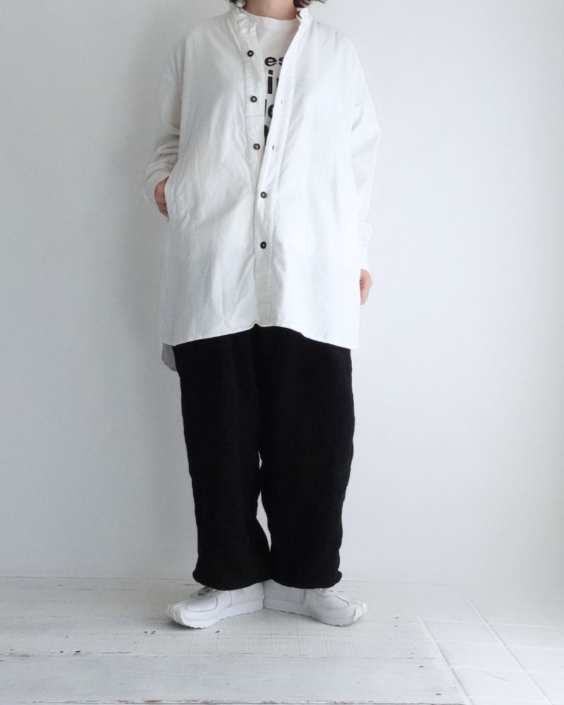 Stand Collar Shirt in White
