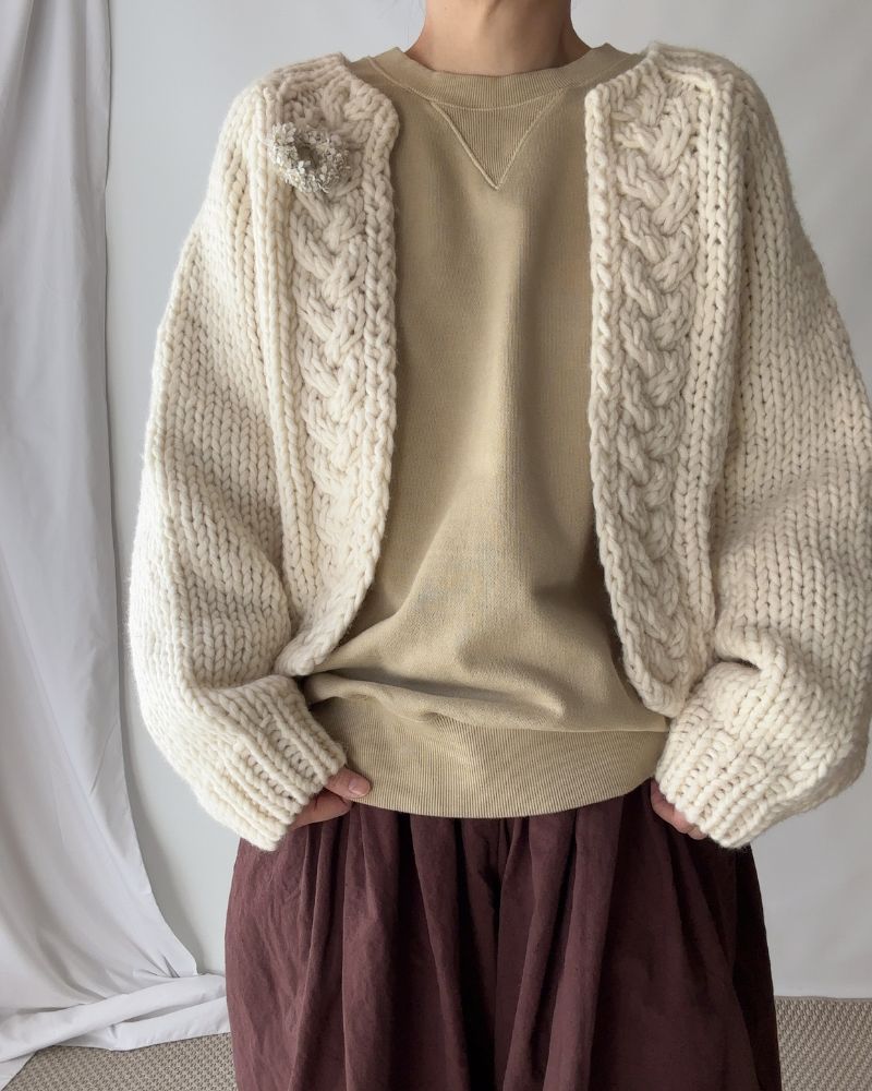 FRENCH TERRY PIGMENT PULLOVER in Beige