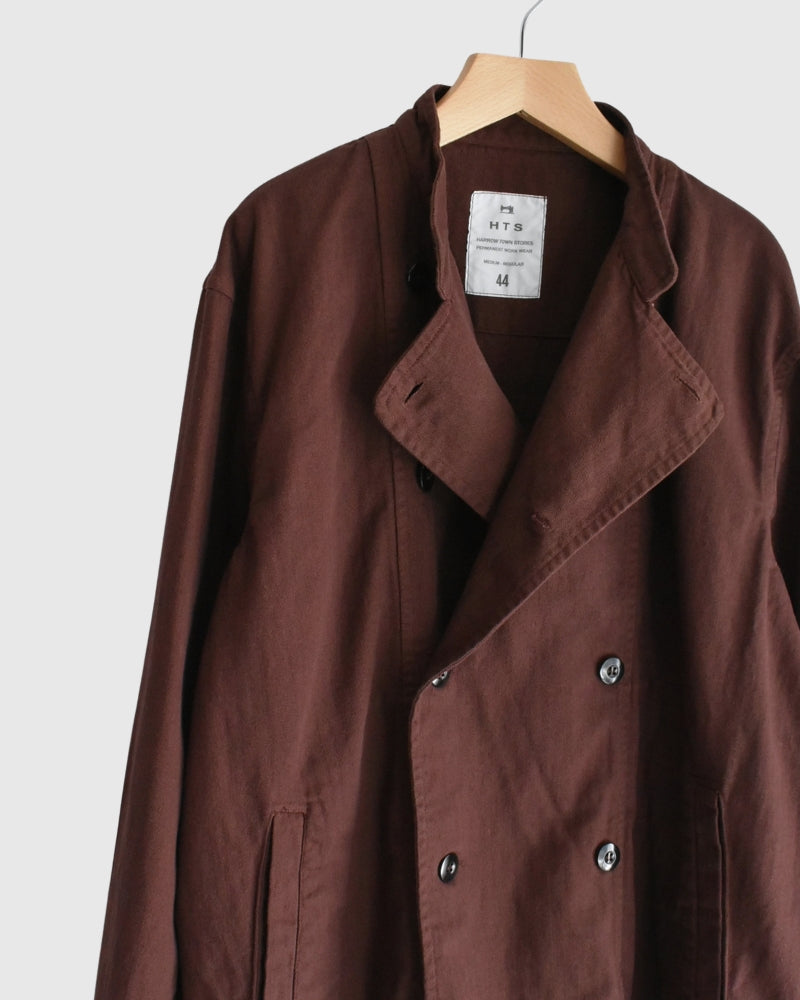 Stand Collar Double Breast Jacket in Burgundy