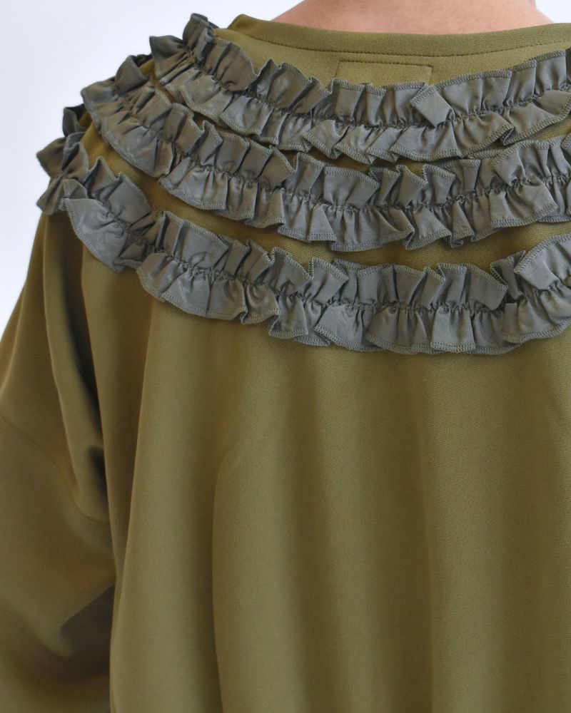 Track Frill Cardigan in Khaki