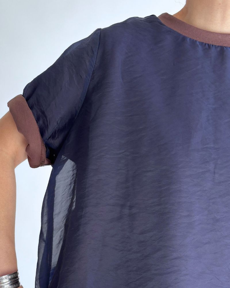 Sheer Layered Top ‘SAN’ in Navy