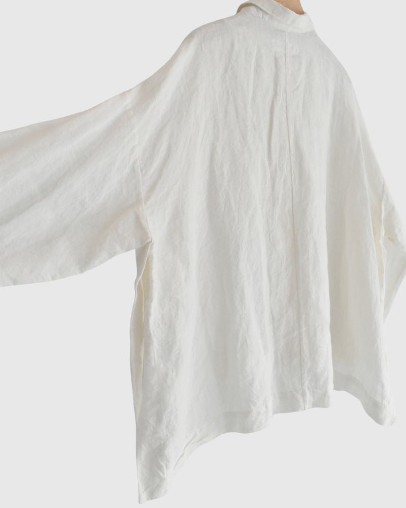 Handwoven 60×60 Linen Square Shirt in White