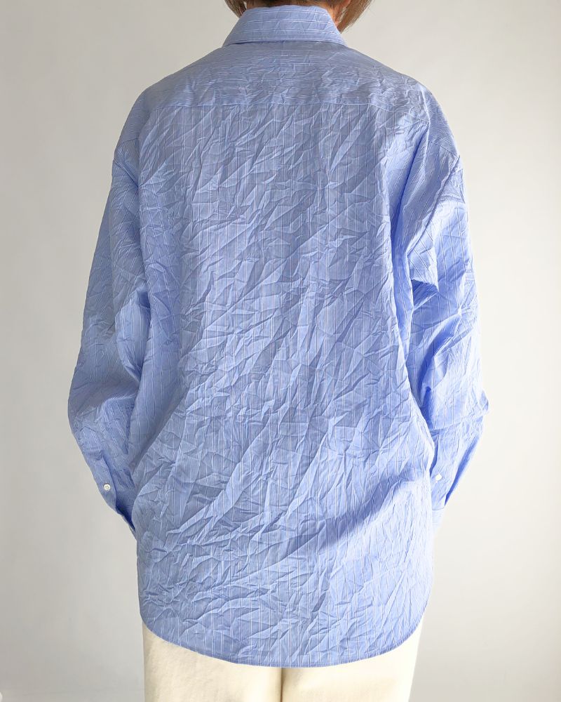 CLEA-CC 2-Way Regular Collar Shirt in SaxStripe