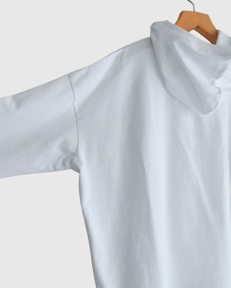 Drawstring Hoodie Pullover in White