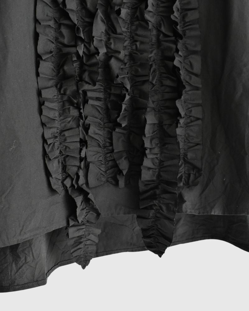 Front Frill Blouse in Black