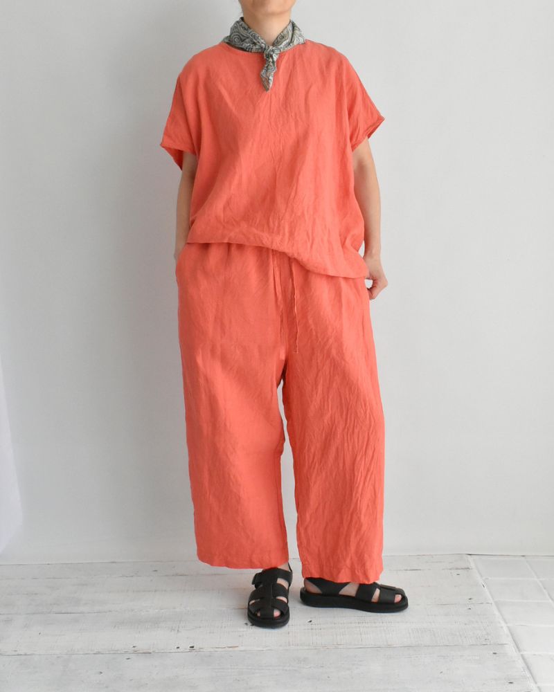 French Linen Wide Pants in Orange