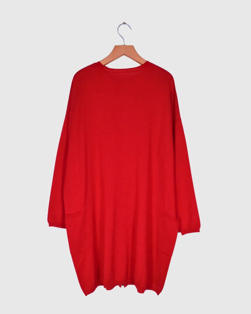 2-WAY Wide Long Cardigan in Red