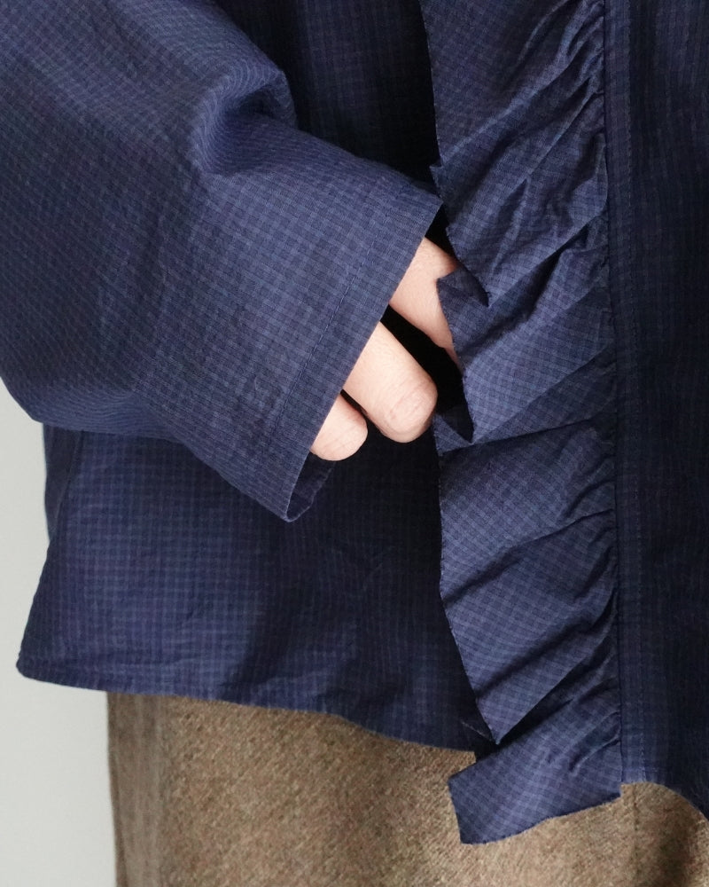 Collar & Front Frill Blouse in Navy