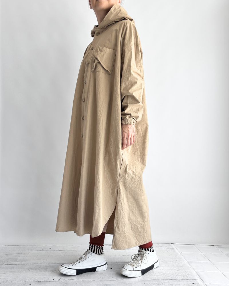Hooded Coat Dress in Beige