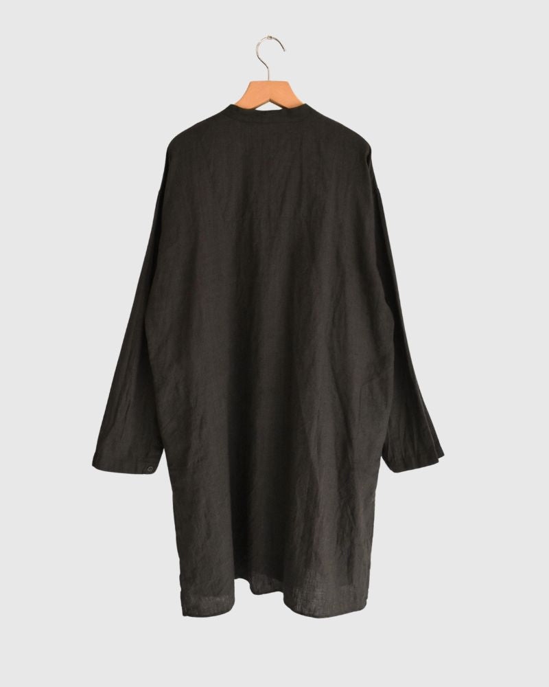 Hand Span Cotton Linen Kameez Tunic in DarkBrown