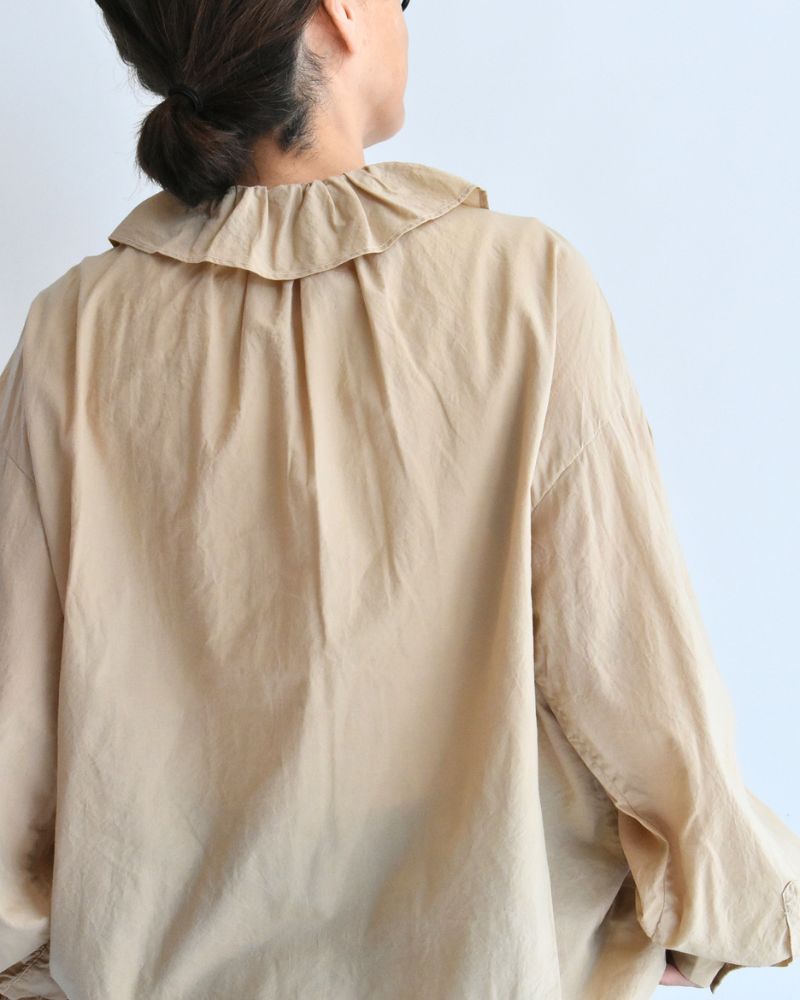 Ruffle Blouse in Beige