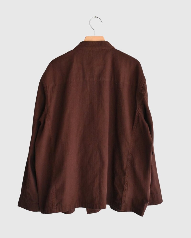 Stand Collar Double Breast Jacket in Burgundy