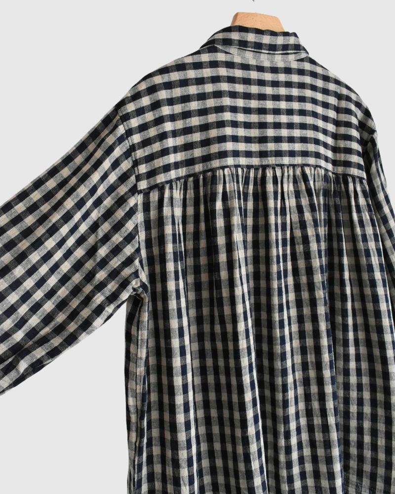 Linen Cotton Gingham Shirt in Indigo/Natural