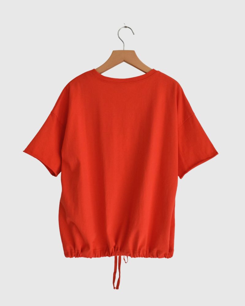 Half-Sleeve Drawstring T-shirt in Orange