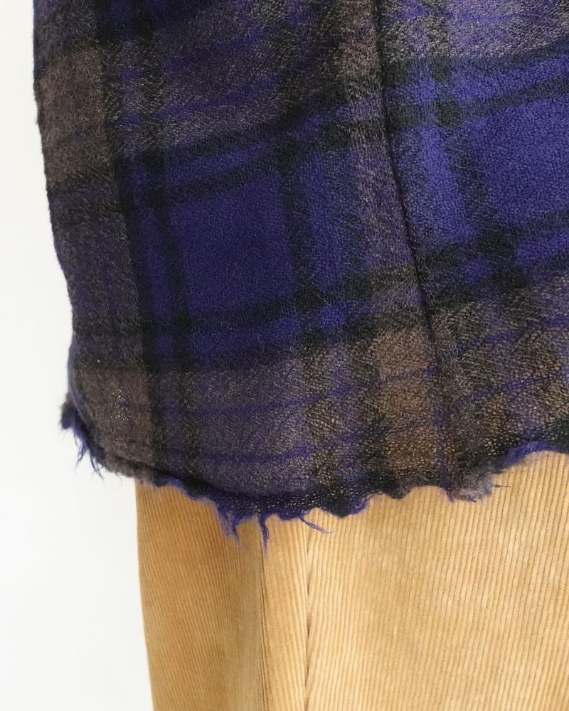 Wool Gauze Voile Reversible Top in Navy/Brown