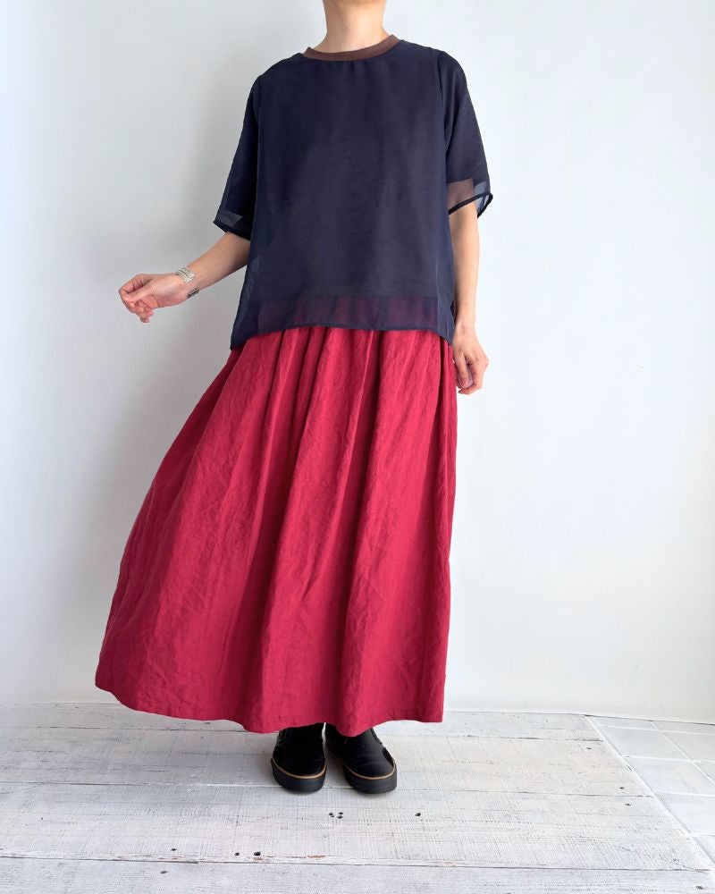 Sheer Layered Top ‘SAN’ in Navy