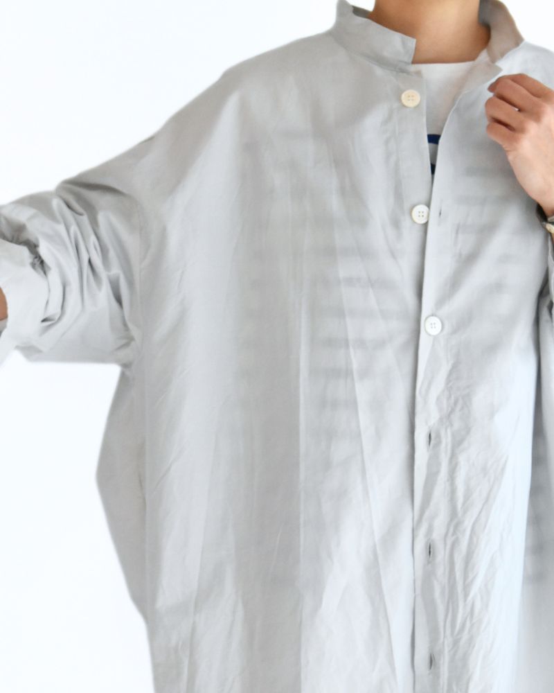 Cuff Ruffle Oversized Shirt in SilverGray