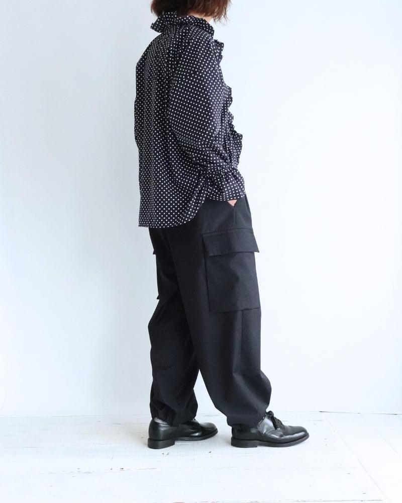 Dot Frill Blouse in Navy