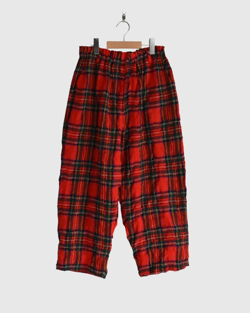 Cotton Wool Tartan Check Pants in Red