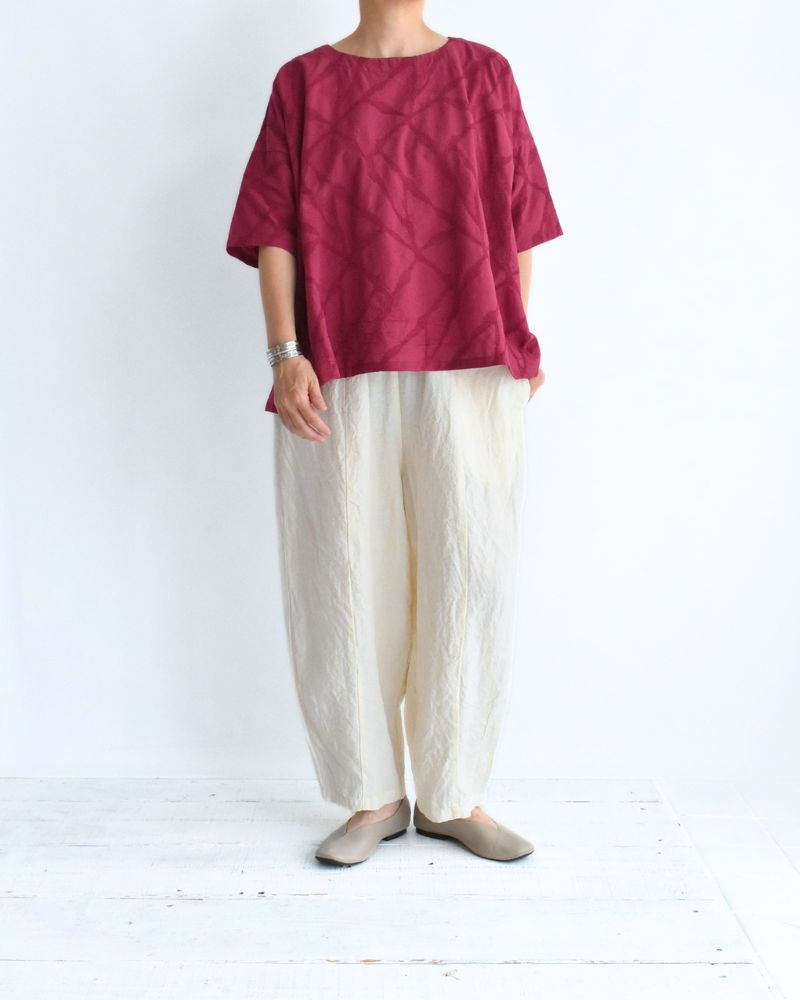 Panel Pullover Blouse (Embroidered) in Rose