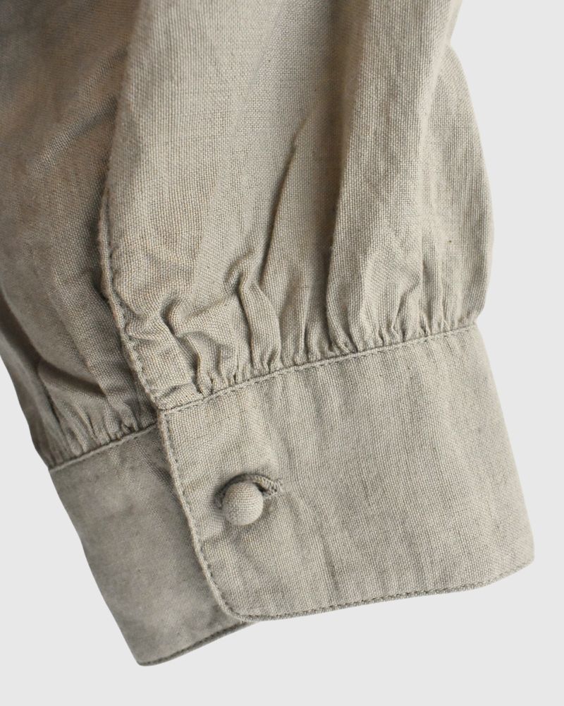 CREW-NECK BOSOM LONG SHIRT WITH MINI PINTUCK in Beige
