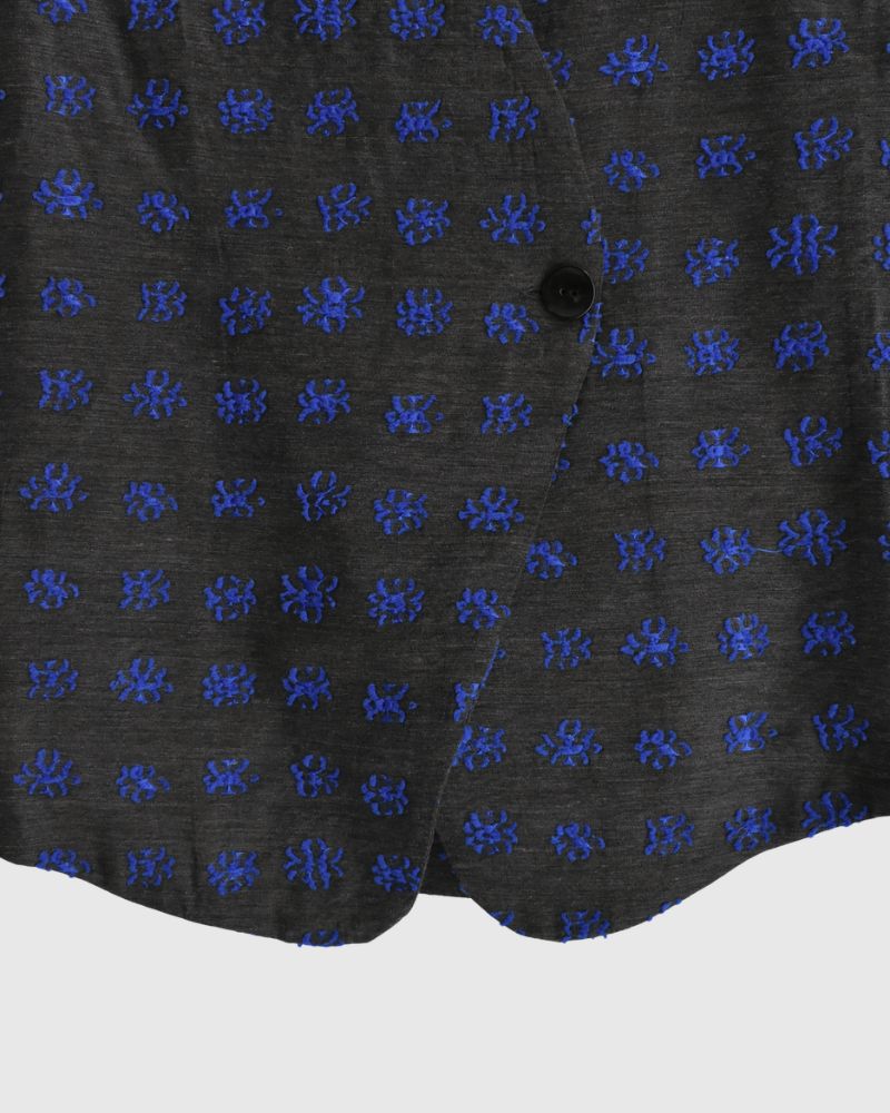 Jacquard Asymmetry Vest in Charcoal