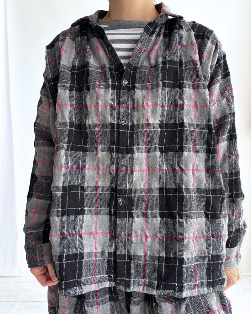 Cotton wool check shirt in Gray