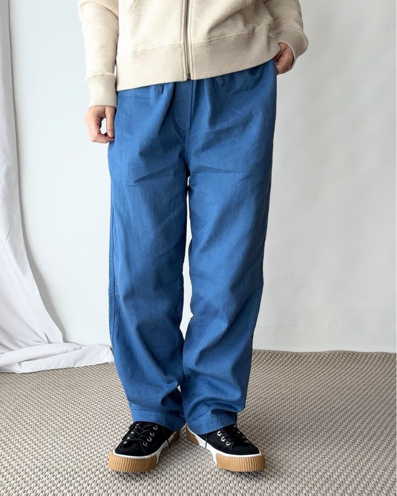 COTTON LINEN VINTAGE TWILL PANTS in Blue