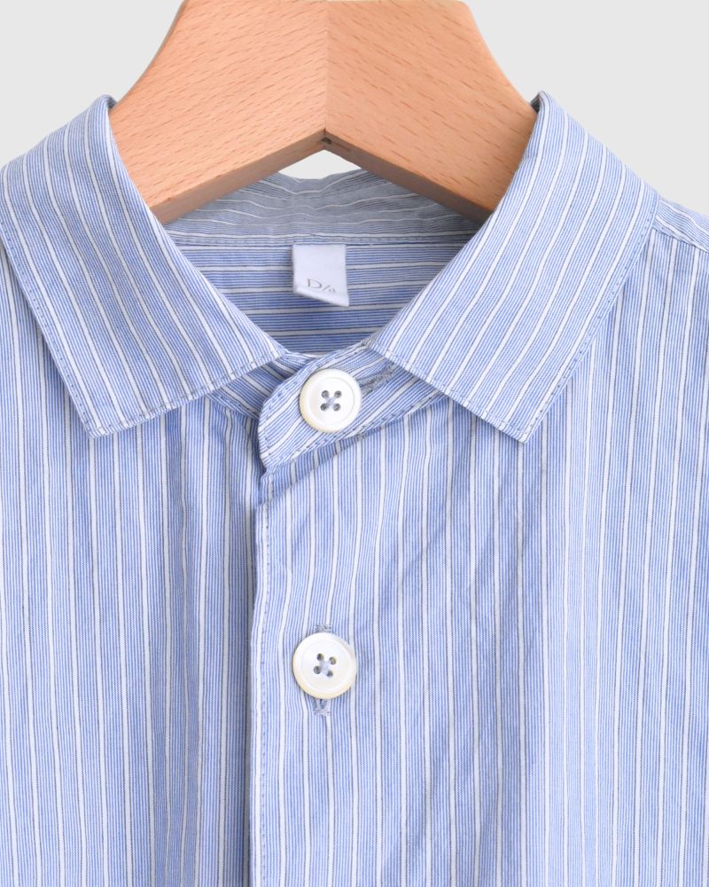 Drawstring shirt in White/Sax Stripe