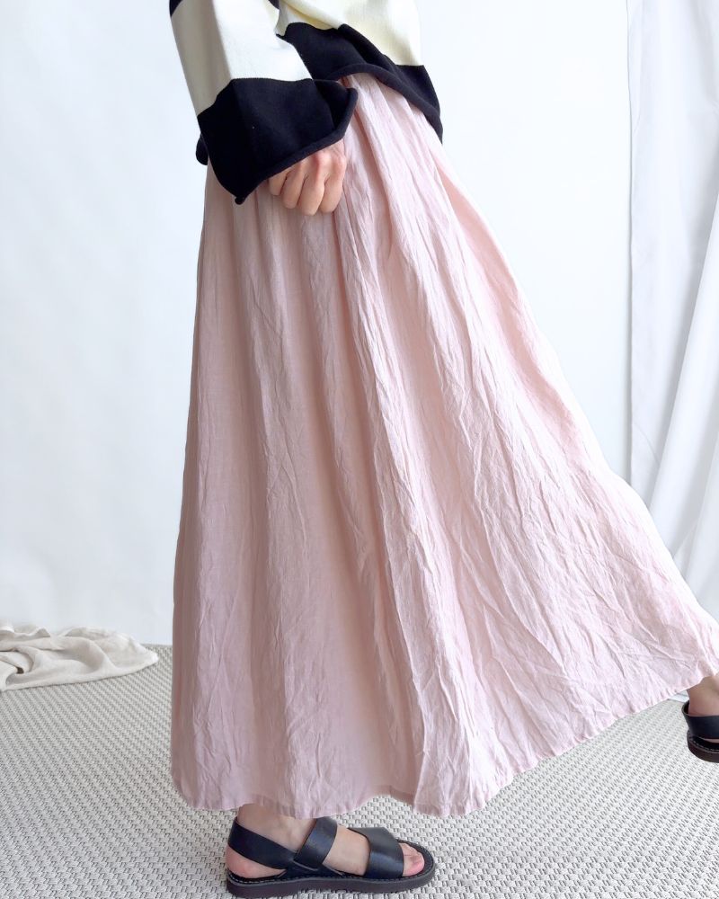 French Linen Skirt in Pink